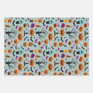 Halloween Spooky Candy Ghost Pattern Wrapping Paper Sheet