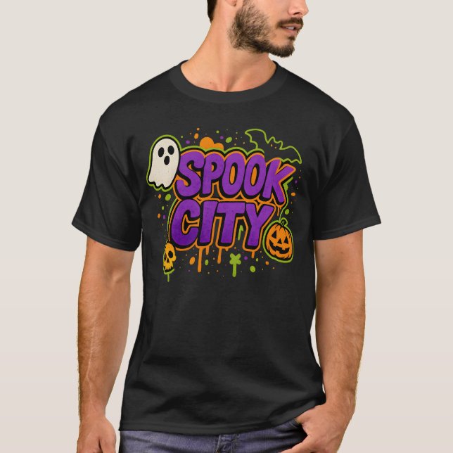 Halloween Spooky City Graffiti Clothes Unisex  T-Shirt (Front)