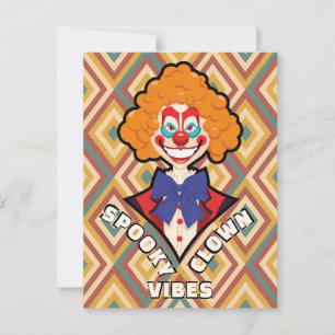Halloween Spooky Clown Retro Creepy Colourful Postcard