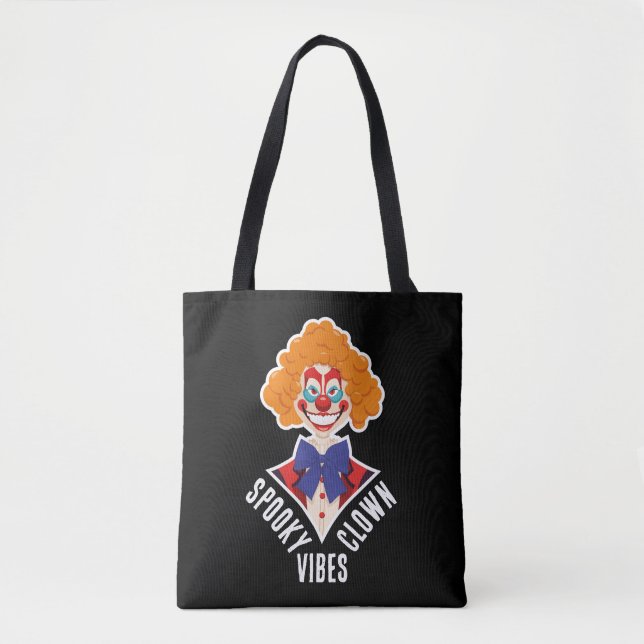 Halloween Spooky Clown Vibes Creepy Retro Circus  Tote Bag (Front)
