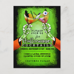 Halloween Spooky Cocktails Postcard Invitation