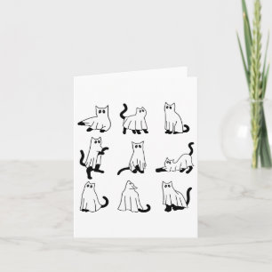 Halloween Spooky Cute Black Cats Kitty Ghosts Fall Card