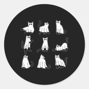 Halloween Spooky Cute Black Cats Kitty Ghosts Fall Classic Round Sticker