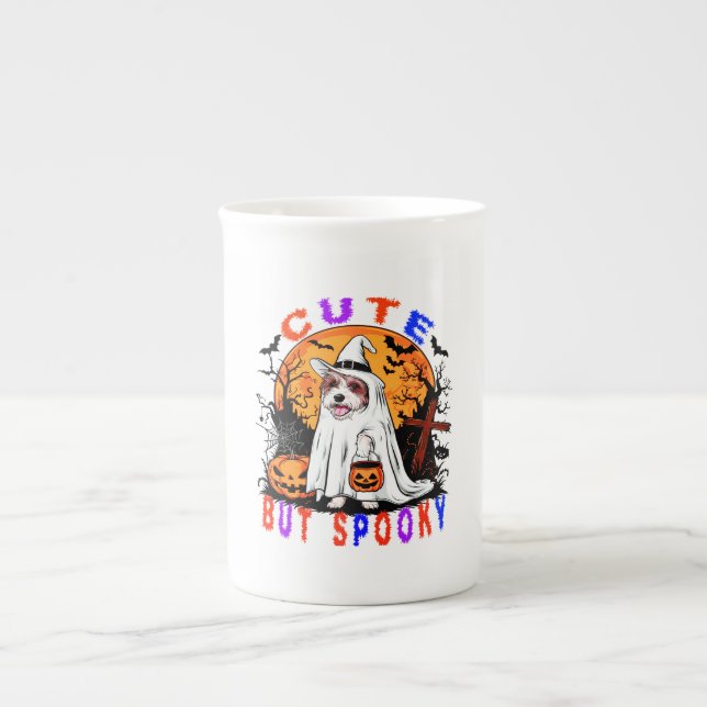 Halloween Spooky Cute Dog Artwork For Pet Lovers Bone China Mug (Front)