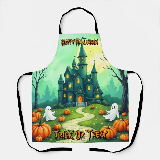 Halloween Spooky Cute Modern Collection Apron (Front)