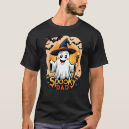 Halloween Spooky Dad Ghost With Hat Customisable  T-Shirt