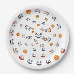 Halloween Spooky Face Pattern Paper Plate