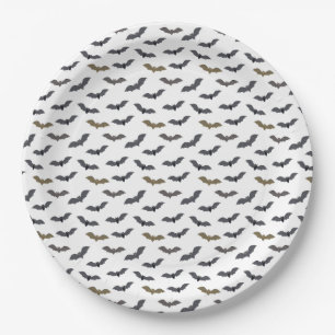 Halloween Spooky Flock Of Vampire Bats Paper Plate