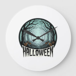 Halloween Spooky Forest Vintage Engraving Design_1 Large Clock