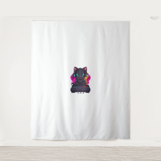 Halloween Spooky Gamer Cat Tapestry