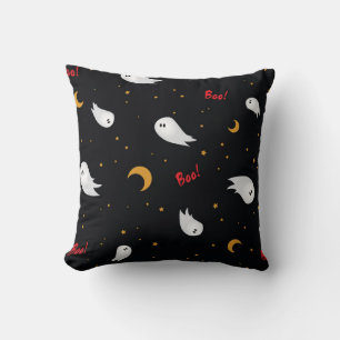 Halloween spooky ghost at night saying boo! cushion