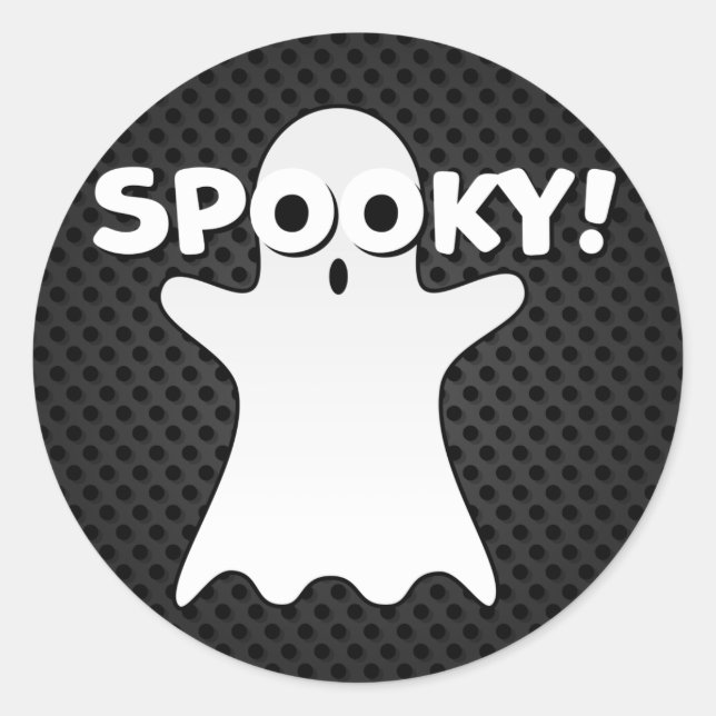 Halloween Spooky Ghost Black Classic Round Sticker (Front)