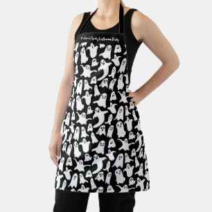 Halloween spooky ghost black party apron