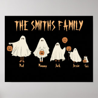 Halloween spooky ghost family poster