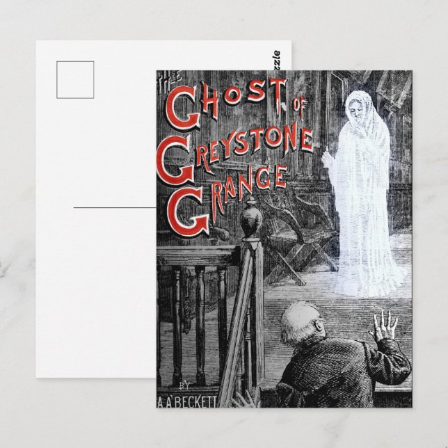 HALLOWEEN SPOOKY GHOST OF GREYSTONE MANSION POSTCARD (Front/Back)