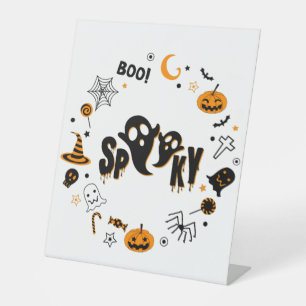 Halloween Spooky Ghost Pedestal Sign