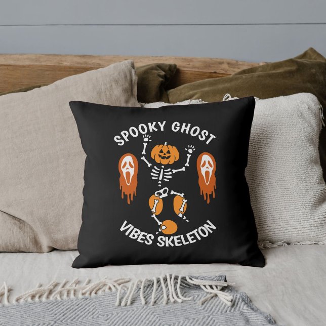 Halloween Spooky Ghost Skeleton Witch Black Custom Cushion (Creator Uploaded)
