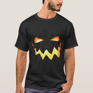 Halloween Spooky Glowing Pumpkin Face Black T-Shirt