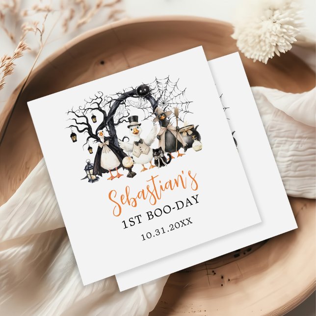 Halloween Spooky Goose 1st Birthday Party Napkin (Creator Uploaded)