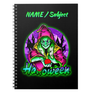 Halloween Spooky Green Witch Magic Hat Apple Notebook