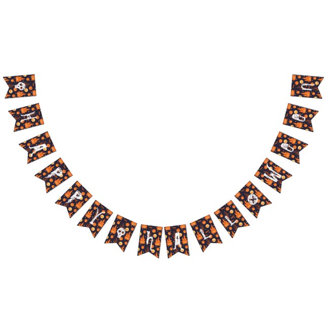 Halloween Spooky House Bats Trees Pumpkin Festive Bunting (All)