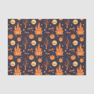 Halloween Spooky House Bats Trees Pumpkin Festive Tissue Paper