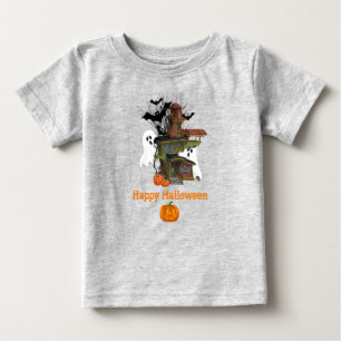 Halloween Spooky House Ghost and Pumpkins Baby T-Shirt