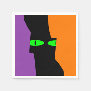 Halloween Spooky Kooky Black Cat Eyes Napkin