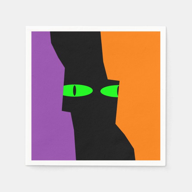  Halloween Spooky Kooky Black Cat Eyes  Napkin (Front)