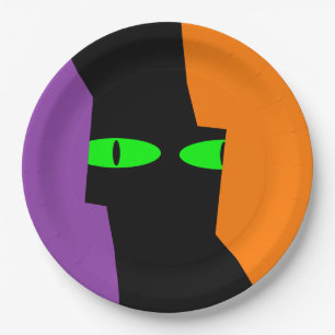 Halloween Spooky Kooky Black Cat Eyes Paper Plate