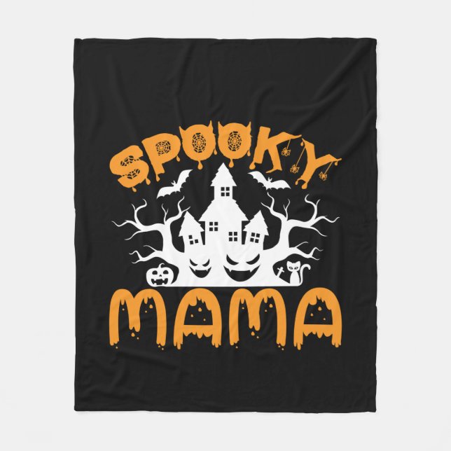 Halloween Spooky Mama Birthday Fleece Blanket (Front)