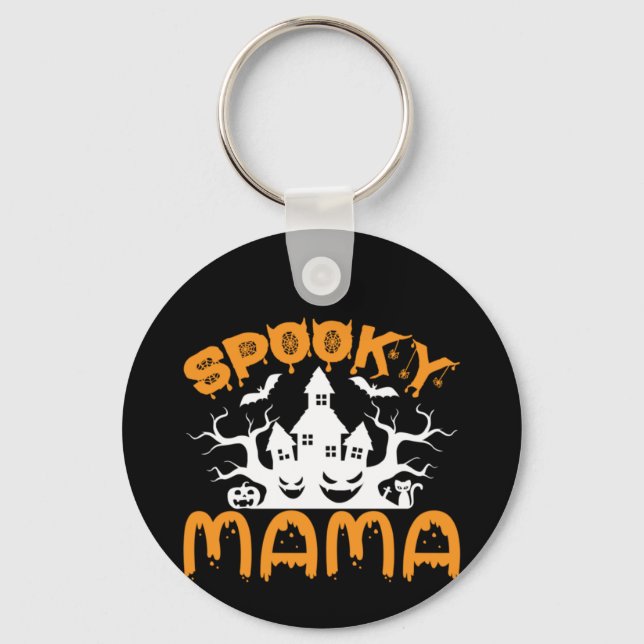 Halloween Spooky Mama Birthday Key Ring (Front)