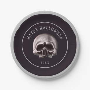 Halloween Spooky Metal Skull Custom Paper Plate