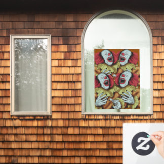 Halloween Spooky Moody Colourful Clown Window Cling