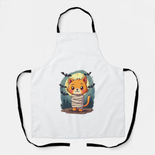 Halloween Spooky Mummy Cat and Pumpkin Halloween Apron