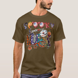 Halloween Spooky Nurse Halloween Pattern Cute Heal T-Shirt