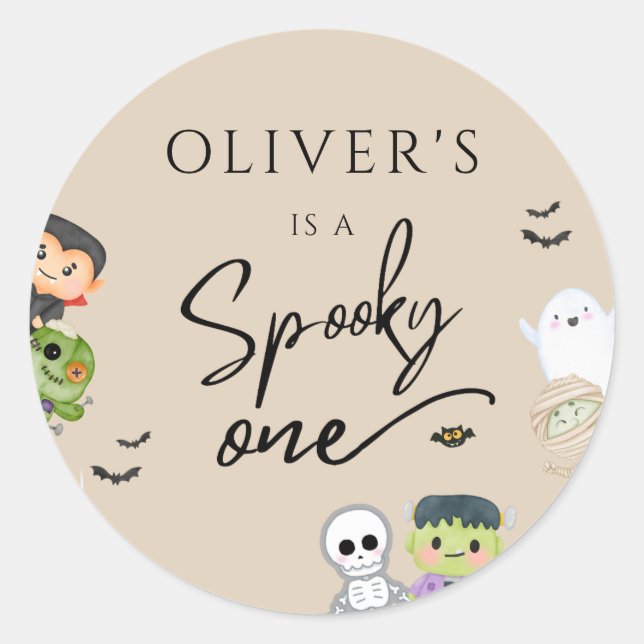 Halloween Spooky One 1st Birthday  Favour Gift Tag (Front)