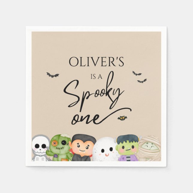 Halloween Spooky One 1st Birthday  Napkin (Front)