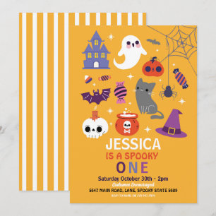 Halloween Spooky ONE 1st Birthday Party Invitation