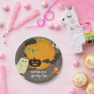 Halloween Spooky One Birthday Paper Plate