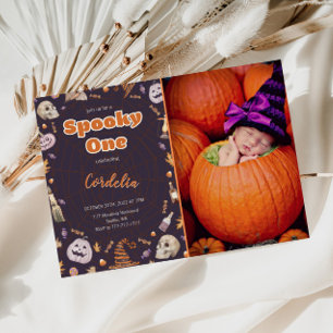 Halloween Spooky One Birthday Photo Invitation