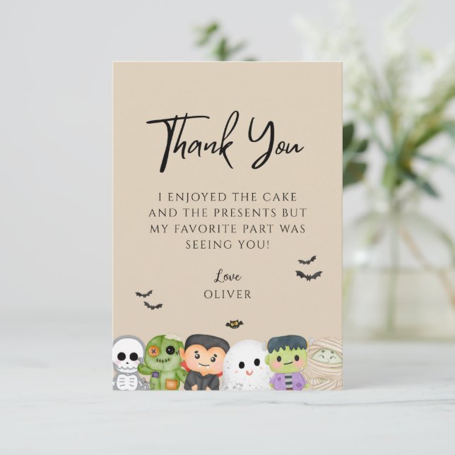 Halloween Spooky One Birthday Thank you (Standing Front)