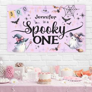 Halloween Spooky One Cute Ghost 1st Birthday Party Banner