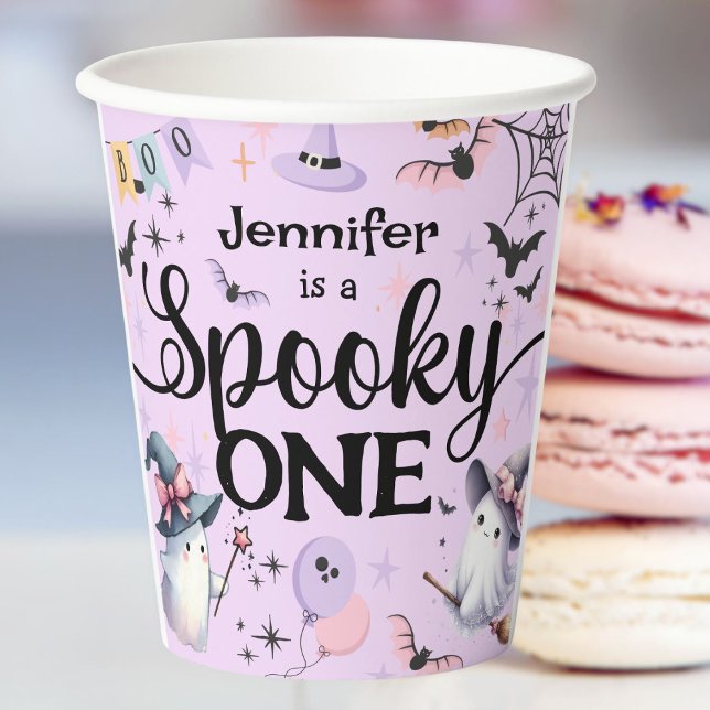 Halloween Spooky One Cute Ghost 1st Birthday Party Paper Cups (Creator Uploaded)