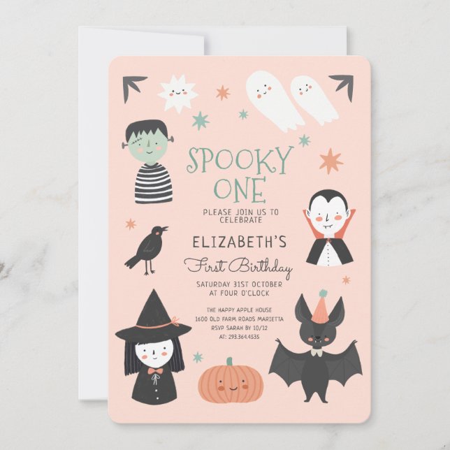 Halloween Spooky One First Birthday Invitation (Front)