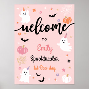 Halloween Spooky One Ghost 1st Birthday Welcome Poster