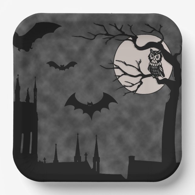 HALLOWEEN SPOOKY PAPER PLATES (Front)