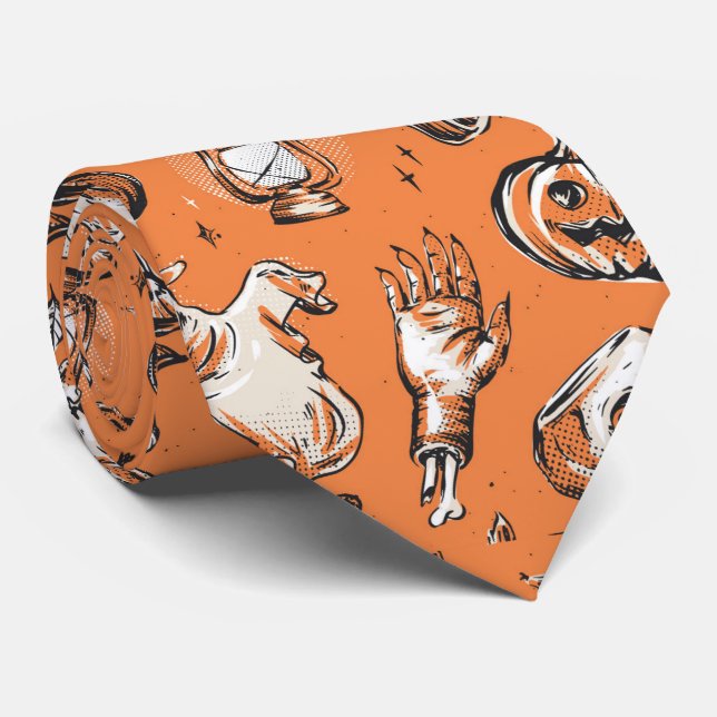  Halloween spooky pattern Tie (Rolled)