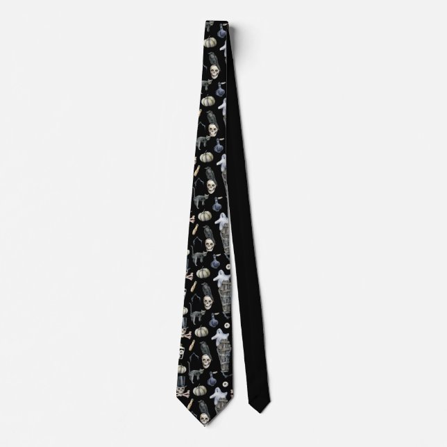 Halloween Spooky Pattern Tie (Front)