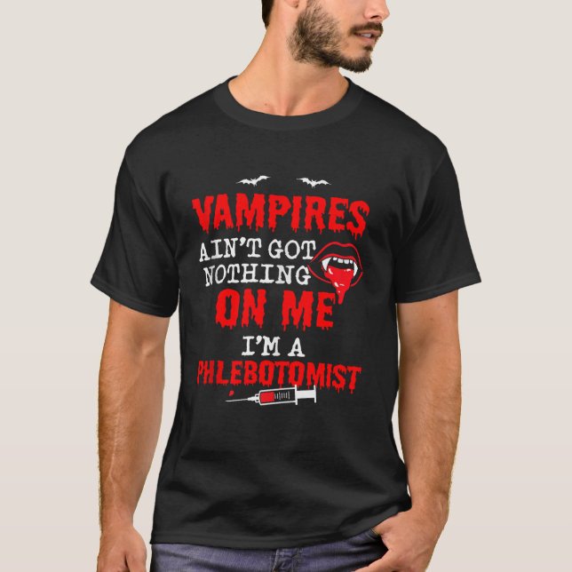 Halloween Spooky Phlebotomist Phlebotomy Nurse Tec T-Shirt (Front)